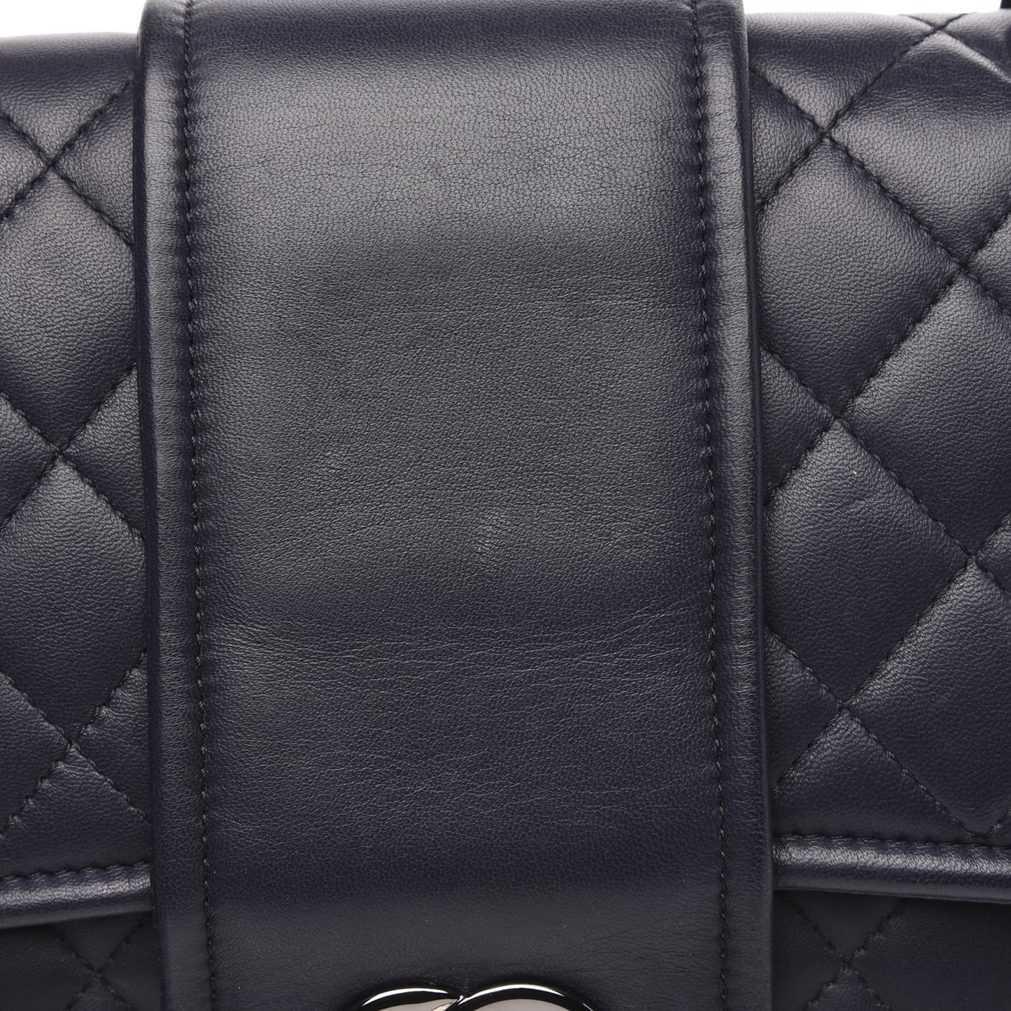 Lambskin Quilted Elementary Chic Flap Navy