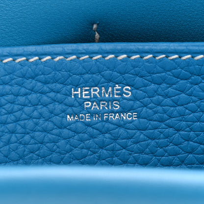 Hermes Taurillon Clemence Halzan 31 GM Bleu Frida 6 of 8