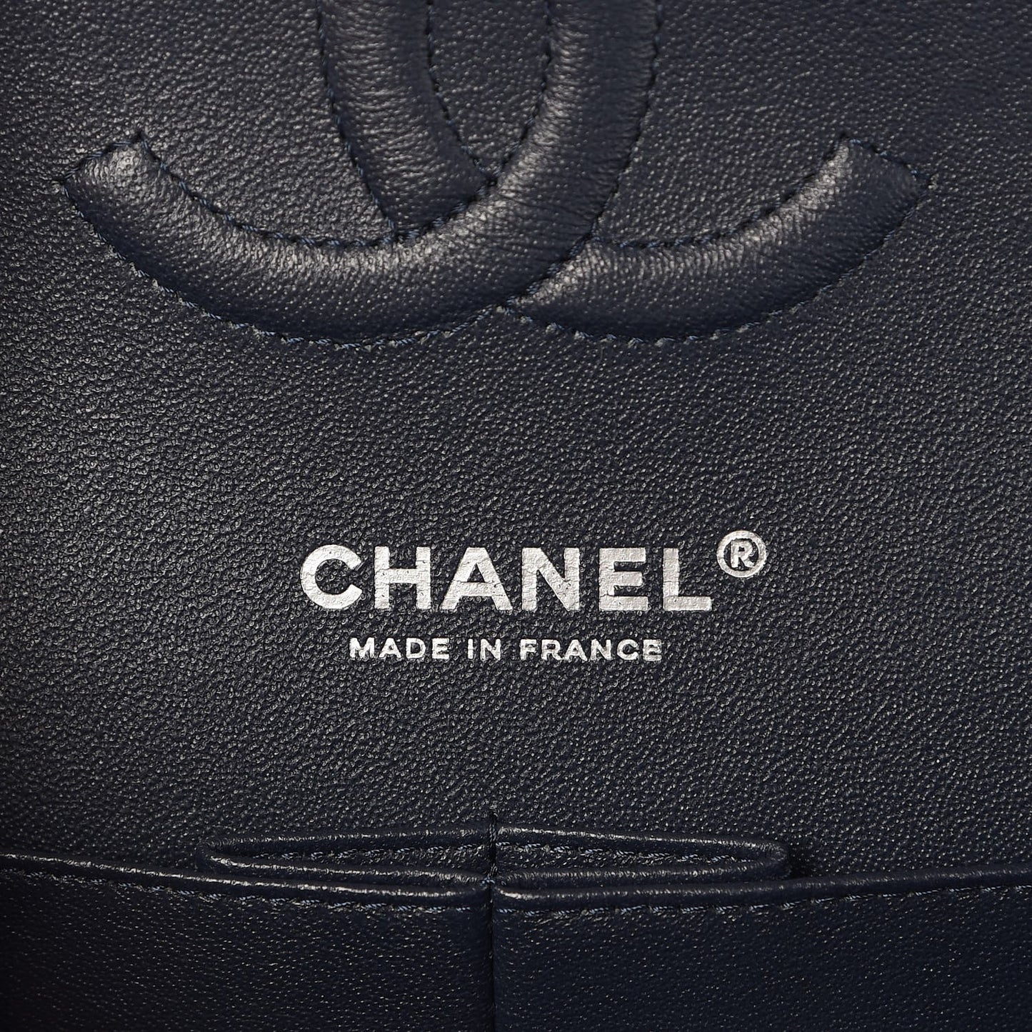 Caviar Quilted Medium Double Flap Navy
