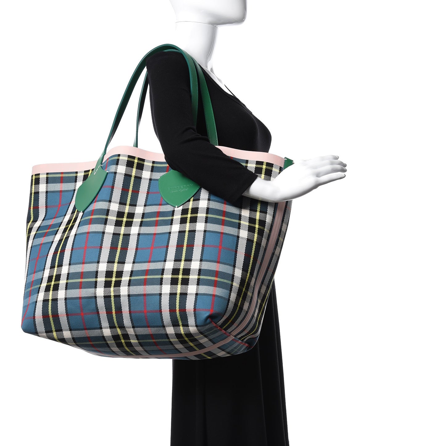 Vintage Check Large The Giant Reversible Tote Palm Green Pink Apricot