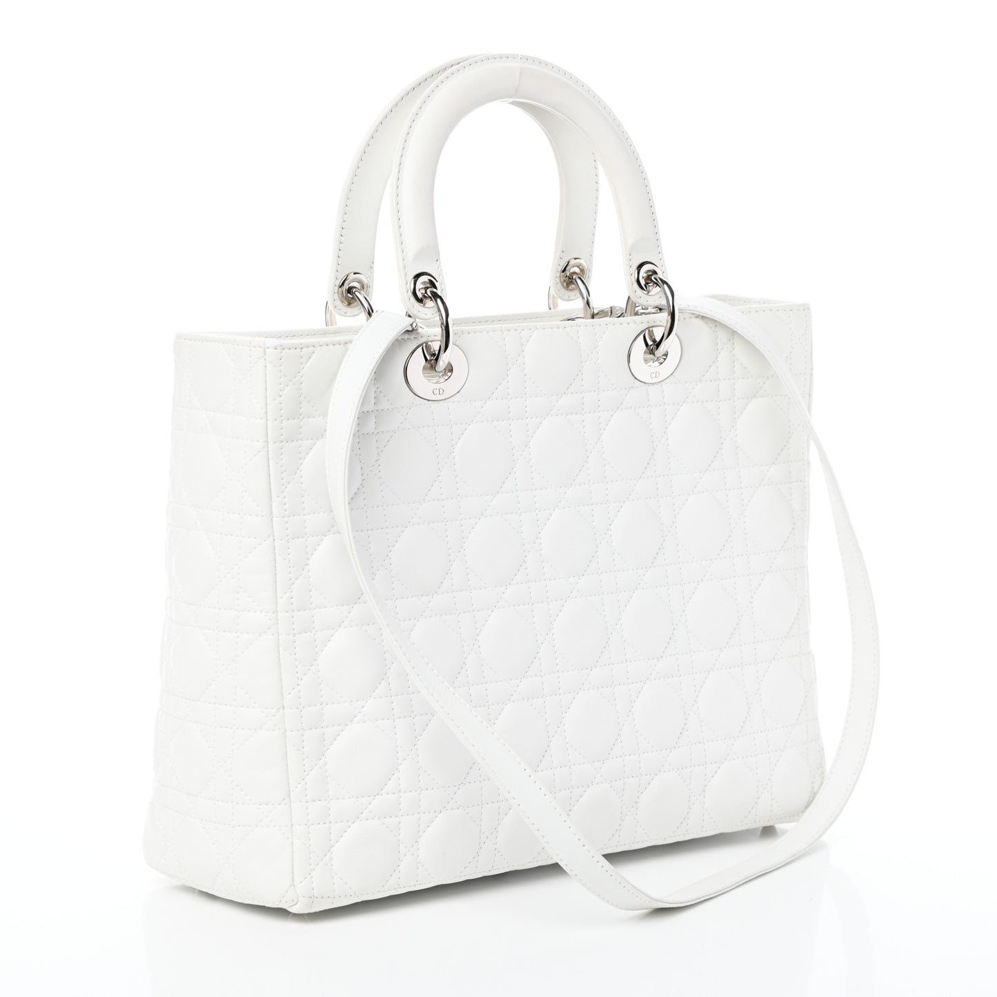 Lambskin Cannage Large Lady Dior White