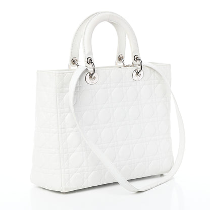 Christian Dior Lambskin Cannage Large Lady Dior White 3 of 9