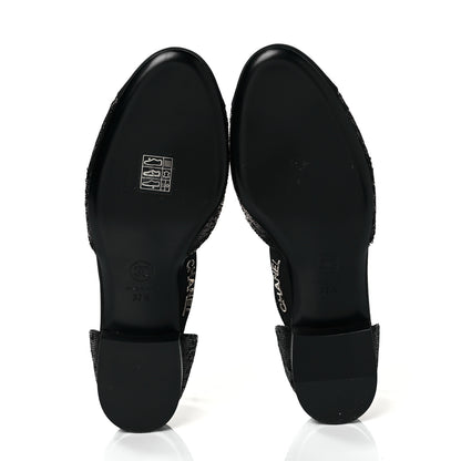 Chanel Sequin Grosgrain CC Cap Toe Ankle Flat 37.5 Black 5 of 9