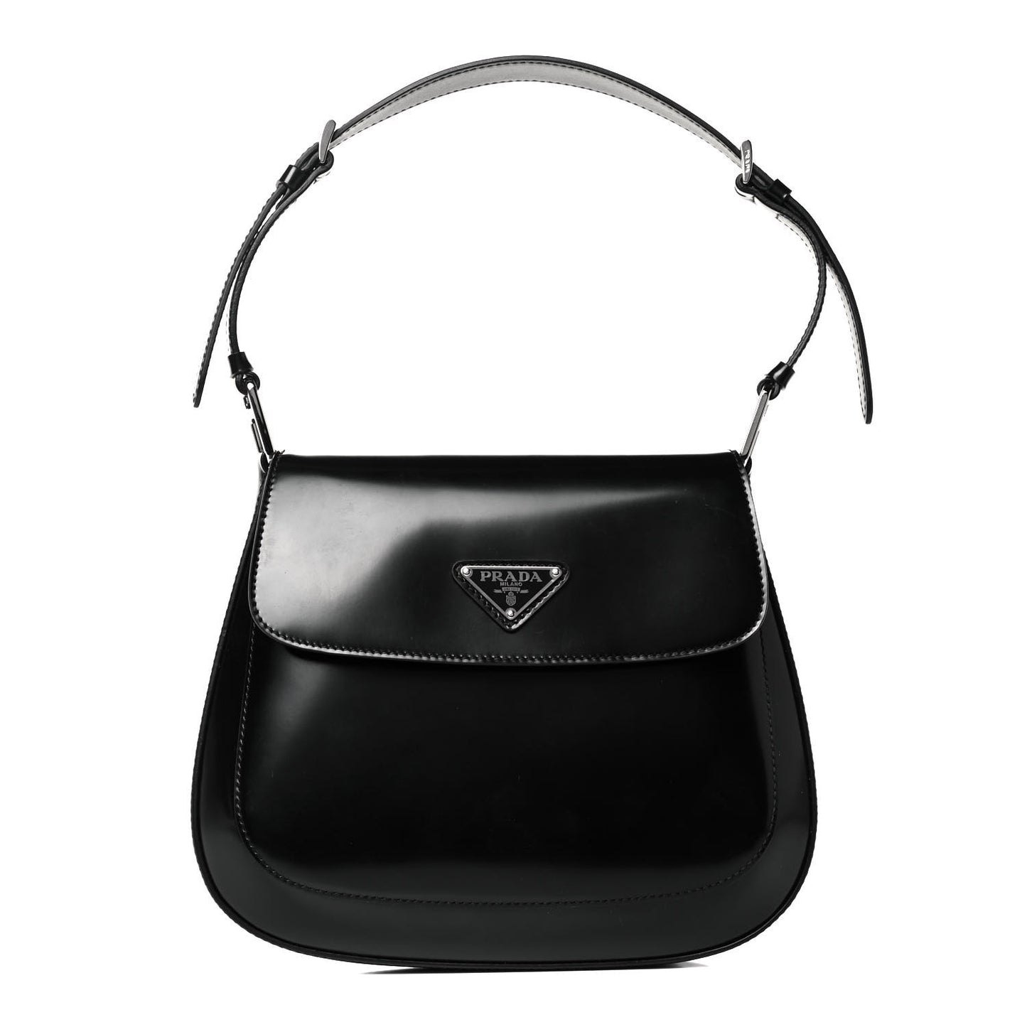 Spazzolato Cleo Flap Adjustable Strap Shoulder Bag Black
