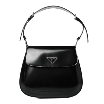 Prada Spazzolato Cleo Flap Adjustable Strap Shoulder Bag Black 1 of 9