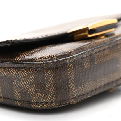 Fendi Glazed Fabric FF 1974 Nano Baguette Belt Charm Mogano Panna 8 of 10