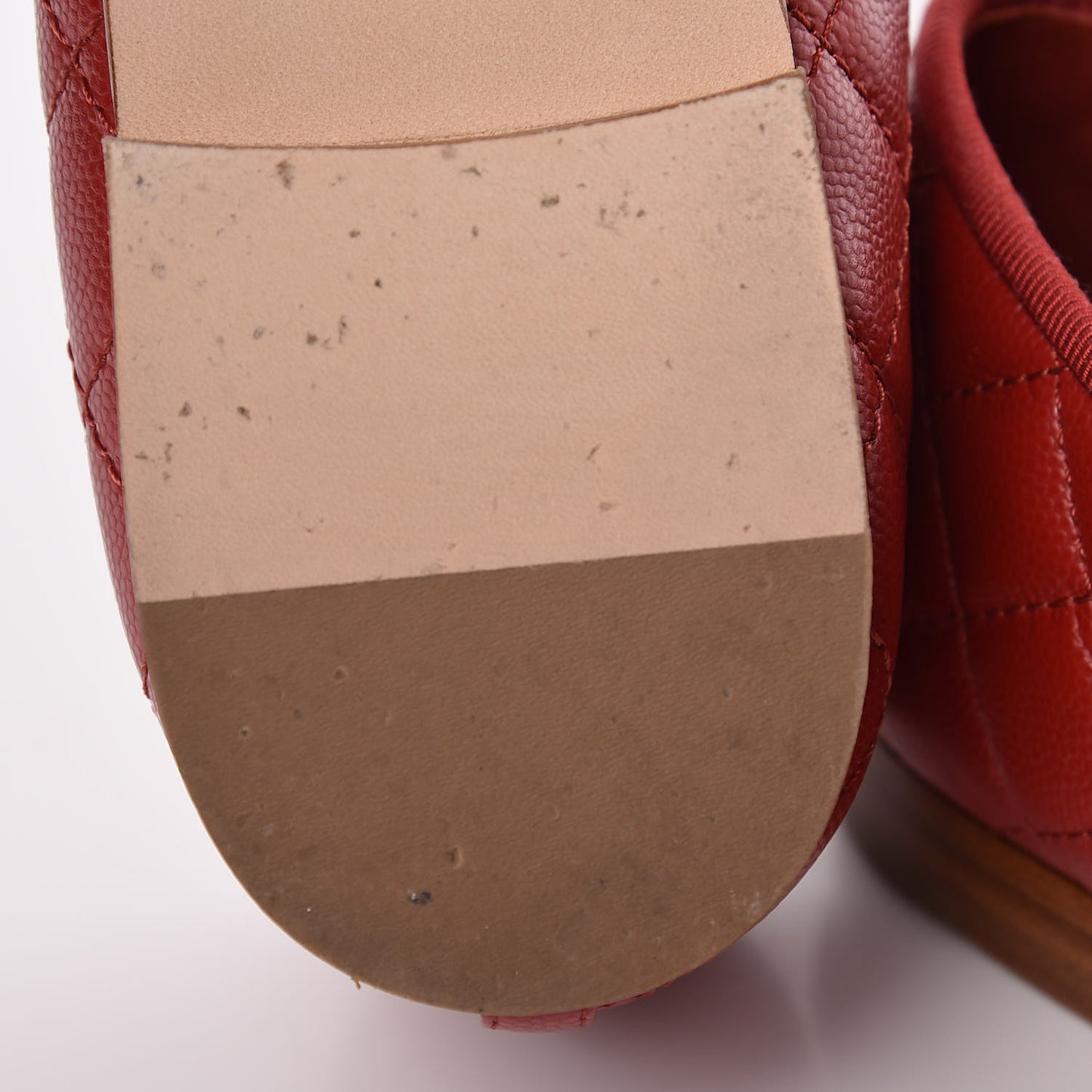 Caviar Quilted CC Cap Toe Ballerina Flats 40.5 Red