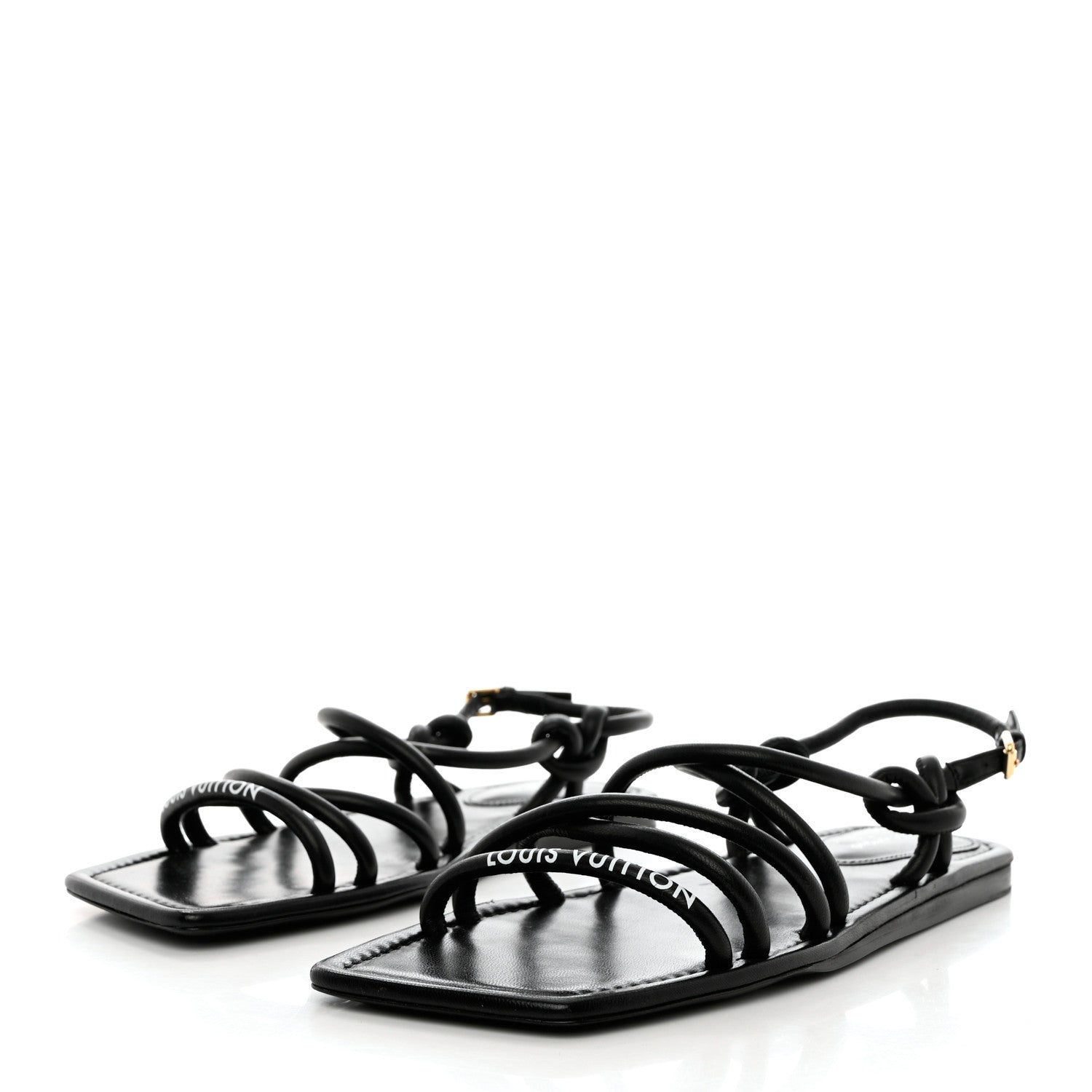 Louis Vuitton Lambskin Nova Flat Sandals 38.5 Black 3 of 8