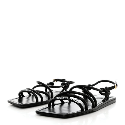 Louis Vuitton Lambskin Nova Flat Sandals 38.5 Black 3 of 8