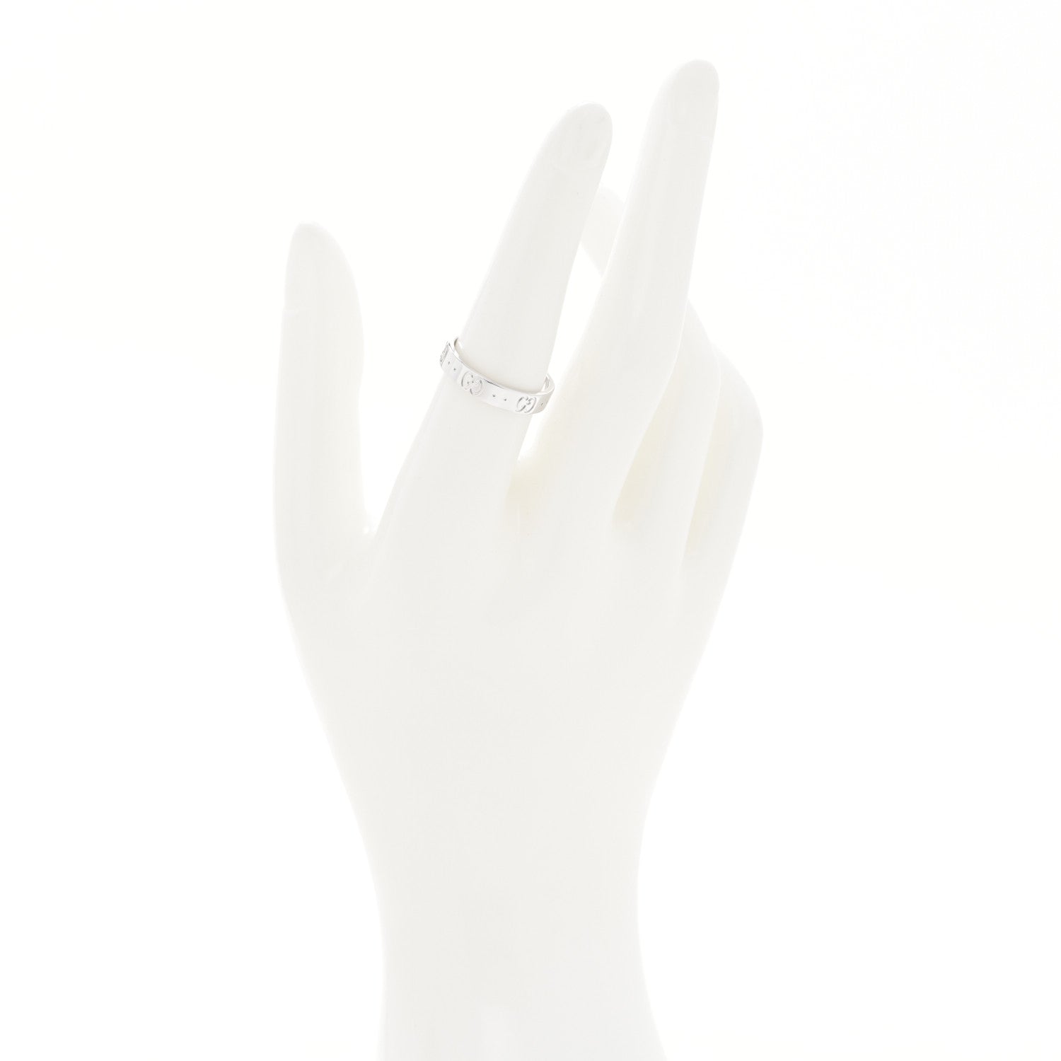 Gucci 18K White Gold 4mm Icon Thin Band Ring 56 7.5 2 of 4