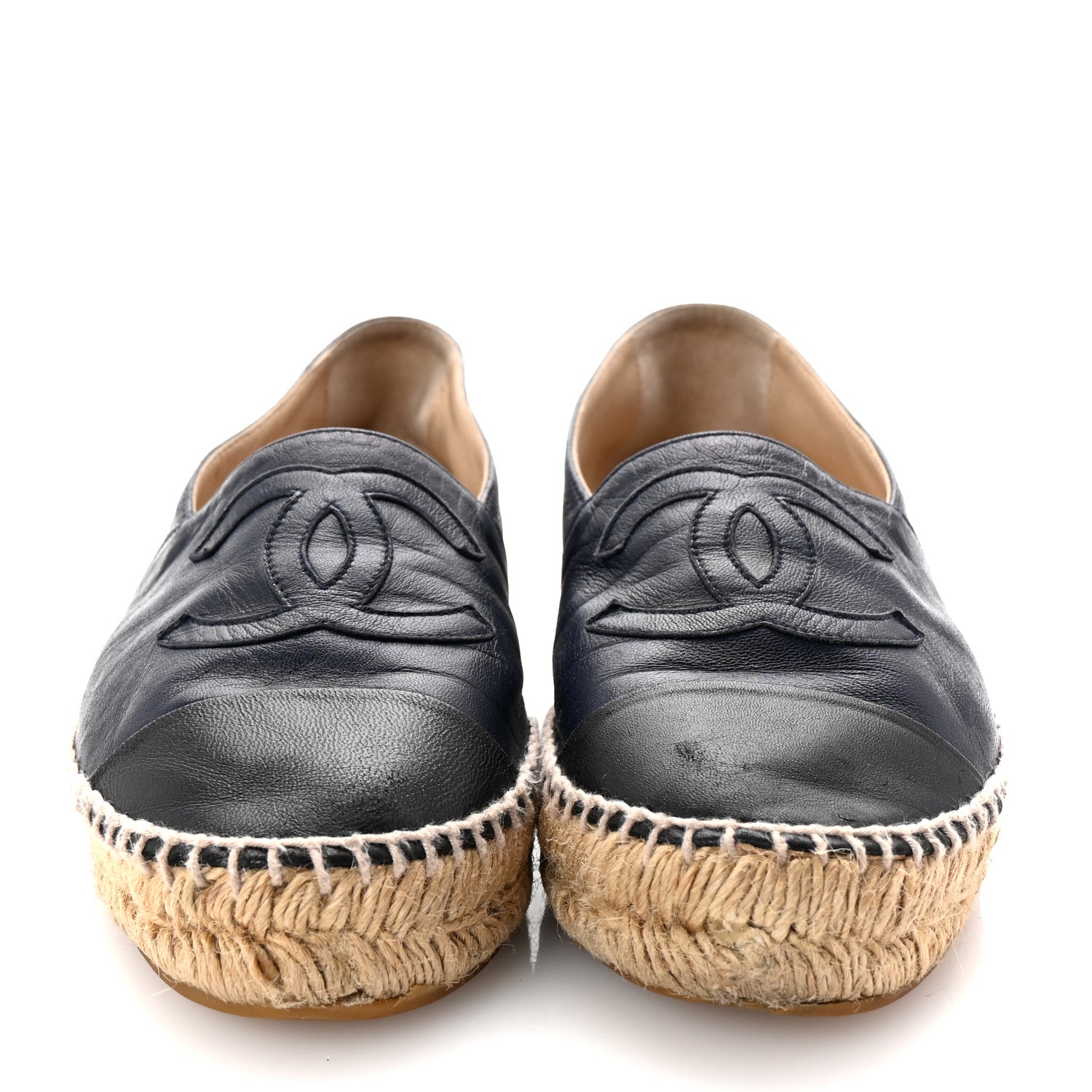 Chanel Lambskin CC Espadrilles 36 Navy Black 3 of 11