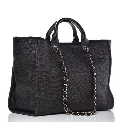 Chanel Woven Straw Raffia Large Deauville Tote Black 3 of 8