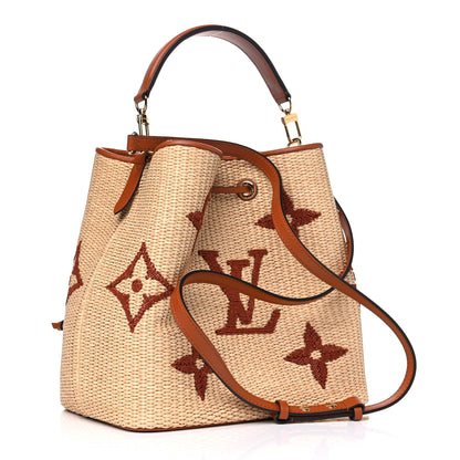 Louis Vuitton Raffia Calfskin Monogram Neonoe MM Tan 2 of 4