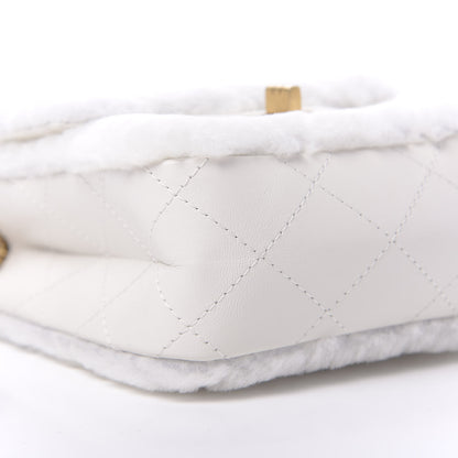 Chanel Shearling Lambskin Aged Calfskin Quilted 2.55 Reissue Mini North South Flap White 9 of 12