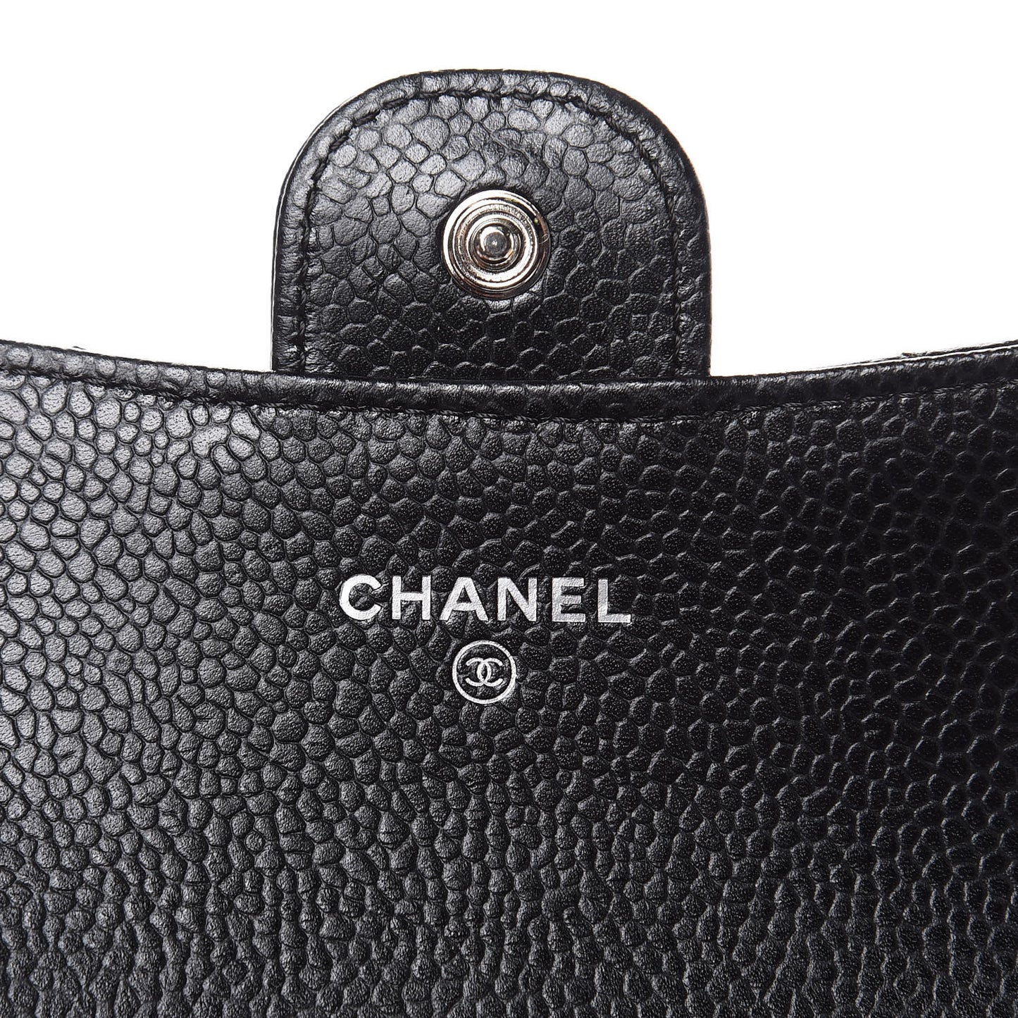 Caviar Quilted Flap Card Holder Black