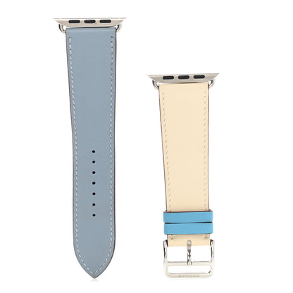 Hermes Swift 44mm Apple Watch Single Tour Bleu Lin Craie Bleu Du Nord 1 of 7