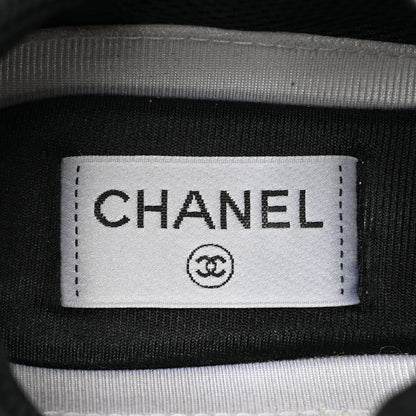 Chanel Mesh Suede Calfskin Grained Calfskin Womens CC Sneakers 37 White Black 7 of 12