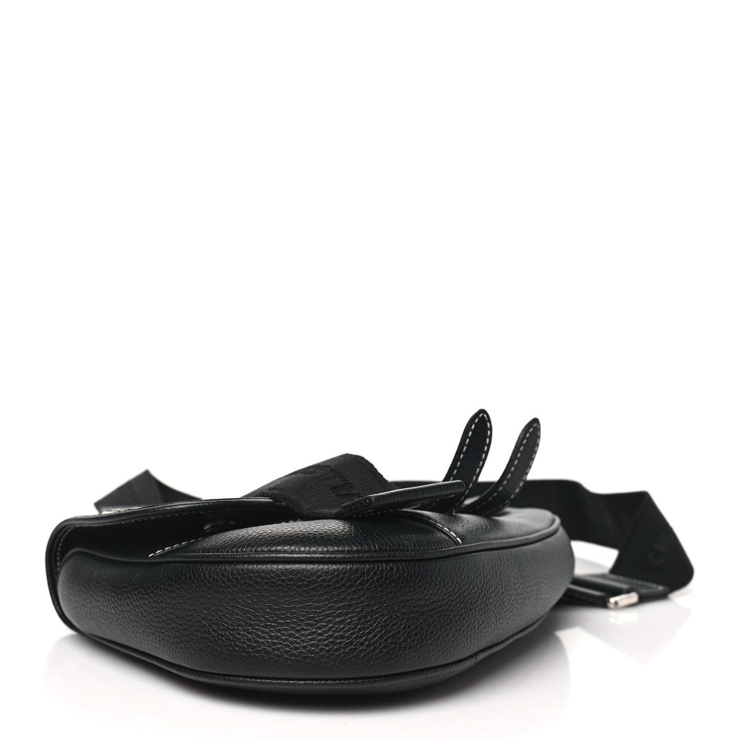 X SHAWN STUSSY Grained Calfskin Bee Saddle Bag Black
