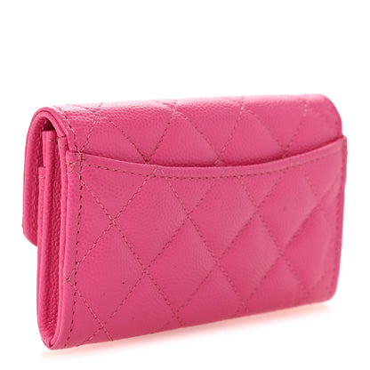 Chanel Caviar Quilted Flap Card Holder Wallet Dark Pink 3 of 8