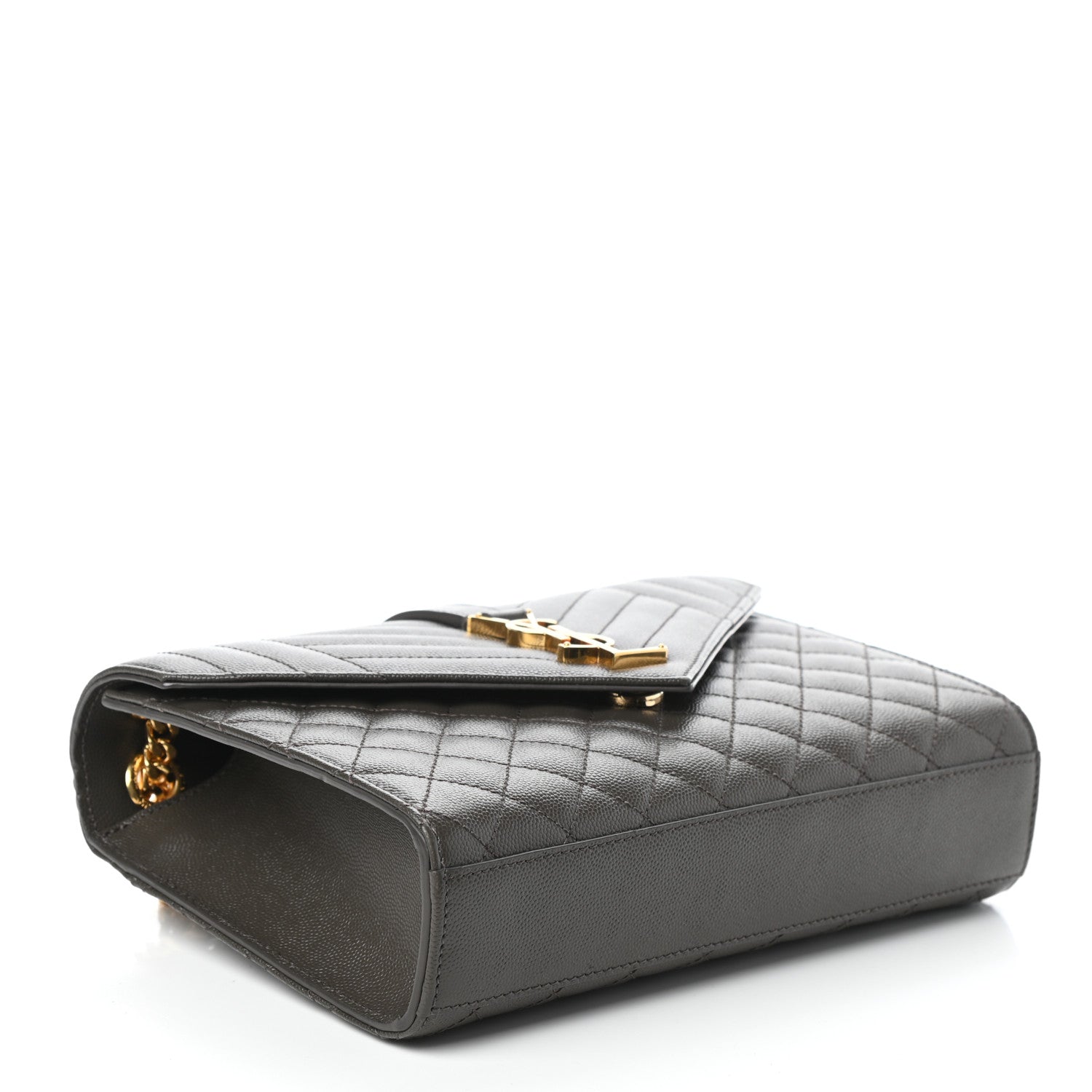 Saint Laurent Grain De Poudre Textured Mixed Matelasse Medium Triquilt Monogram Satchel Earth 4 of 9