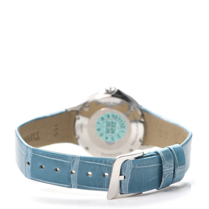 Tiffany Stainless Steel Alligator Diamond Bezel 28mm Metro Quartz Watch Ice Blue 3 of 7
