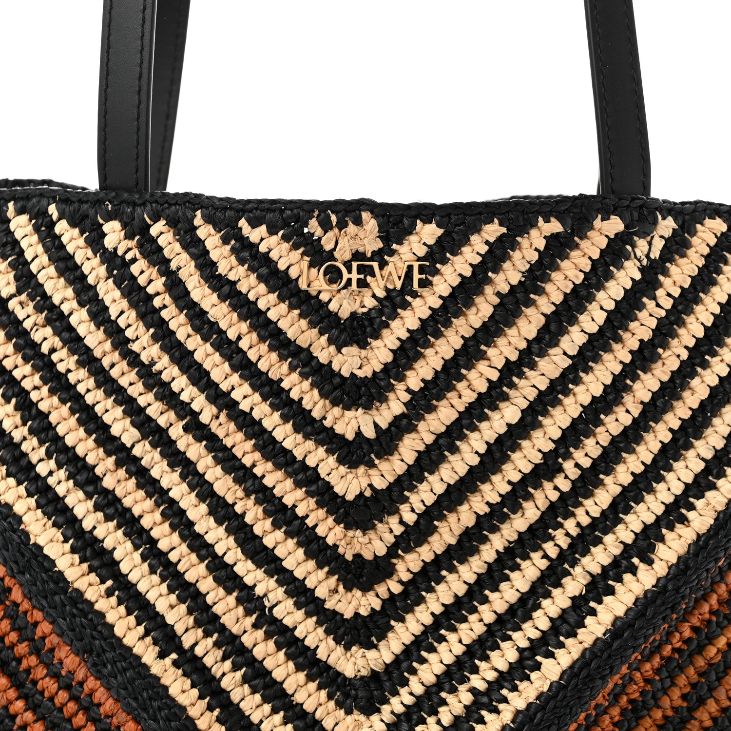 Loewe Raffia Calfskin Paula's Ibiza Medium Puzzle Fold Tote Natural Honey Gold 7 of 9