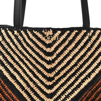 Loewe Raffia Calfskin Paula's Ibiza Medium Puzzle Fold Tote Natural Honey Gold 7 of 9