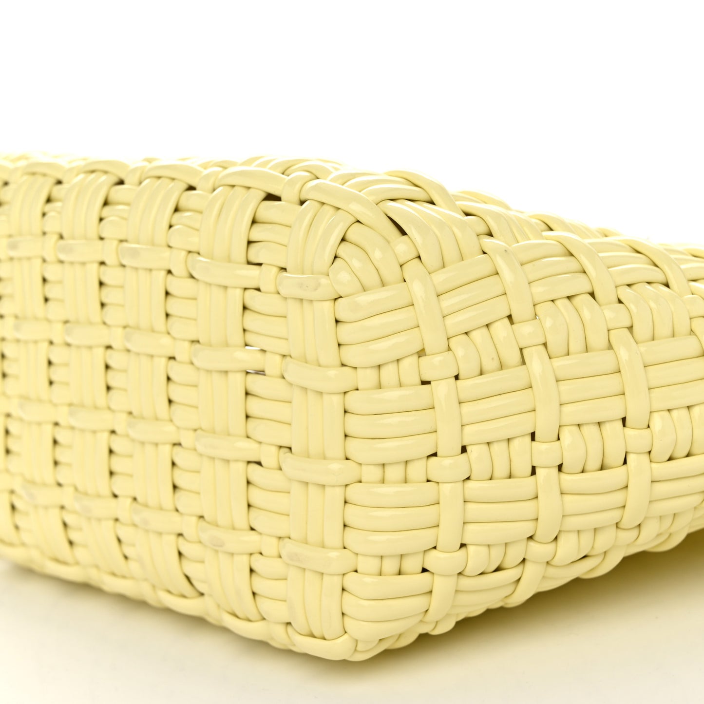 Varnished Faux Calfskin Braided XS Bistro Basket Pale Yellow