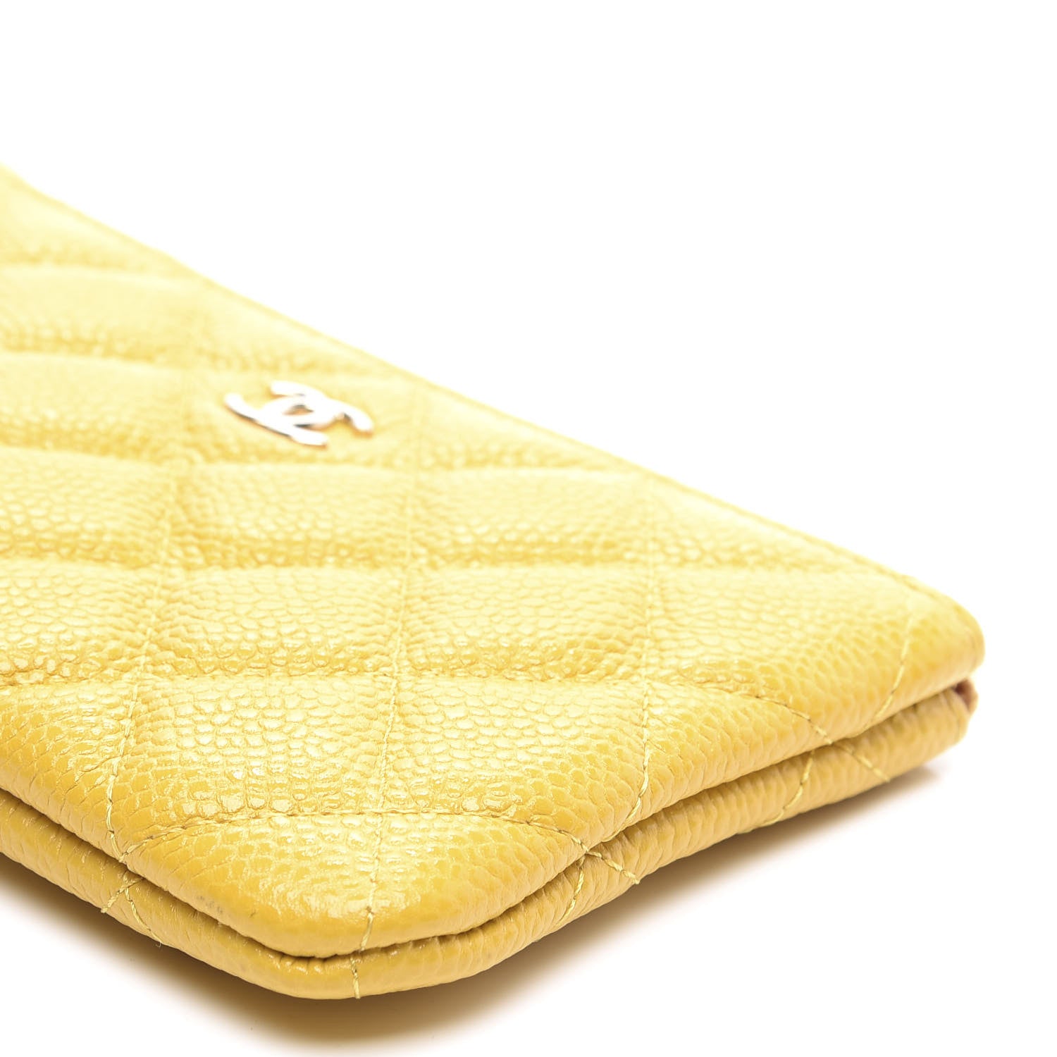 Chanel Caviar Quilted Small Cosmetic Case Yellow 8 of 9