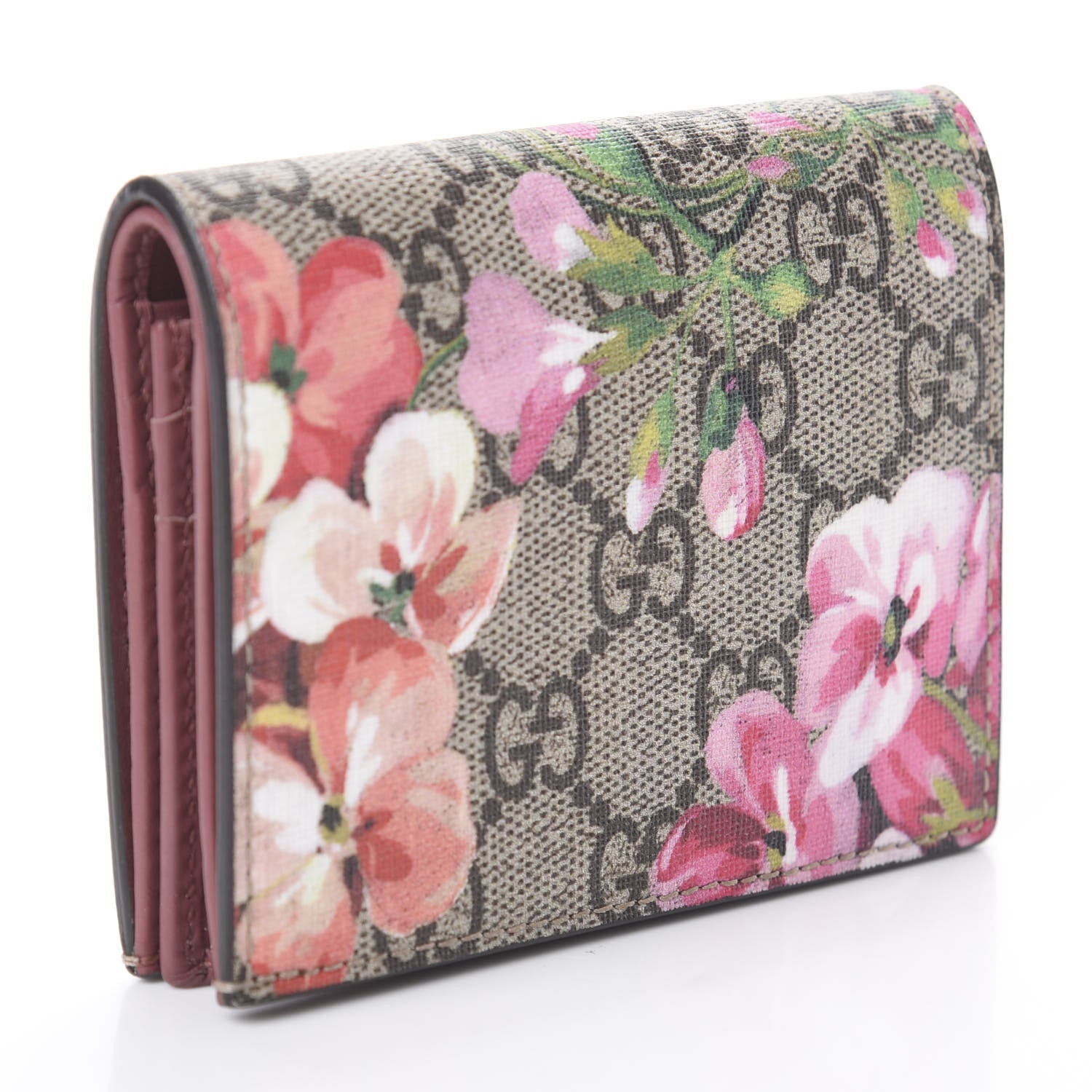 Gucci GG Supreme Monogram Blooms Card Case Beige Multicolor Dry Rose 2 of 5