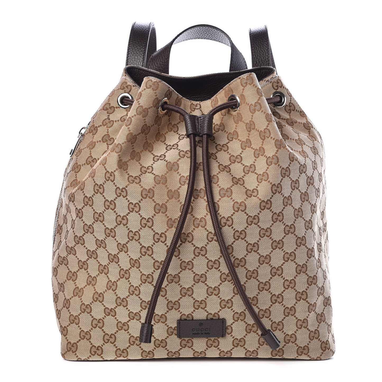 Monogram Dollar Calfskin O Drawstring Backpack Beige Ebony Testa di Moro Dark Chocolate