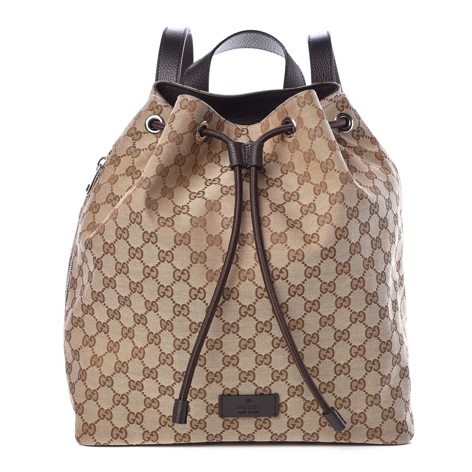 Gucci Monogram Dollar Calfskin O Drawstring Backpack Beige Ebony Testa di Moro Dark Chocolate 1 of 10
