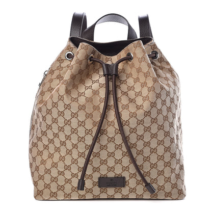 Gucci Monogram Dollar Calfskin O Drawstring Backpack Beige Ebony Testa di Moro Dark Chocolate 1 of 10
