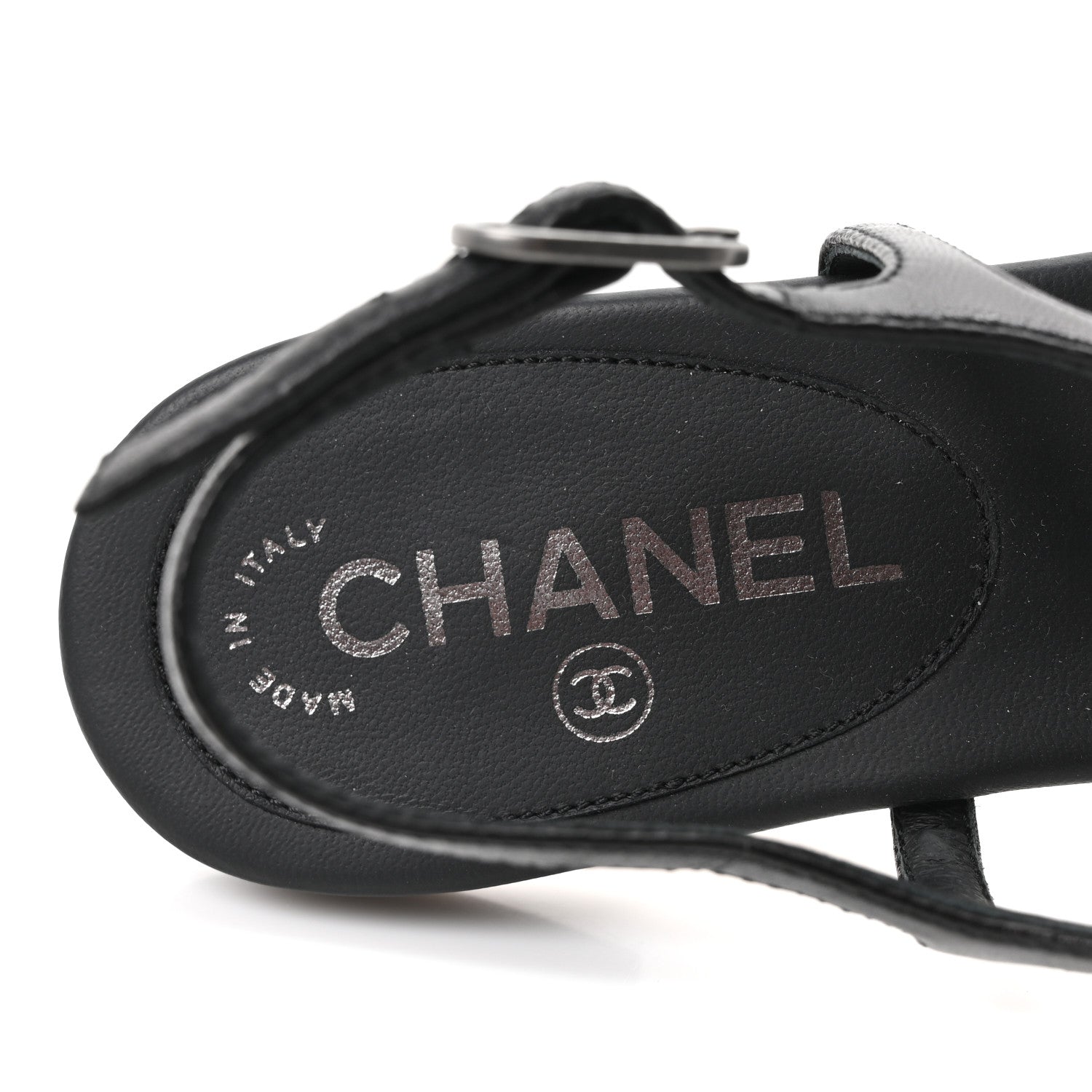 Chanel Lambskin Crystal CC Thong Sandals 38 Black 8 of 9