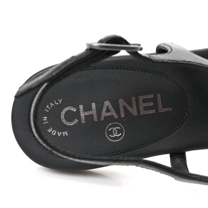 Chanel Lambskin Crystal CC Thong Sandals 38 Black 8 of 9