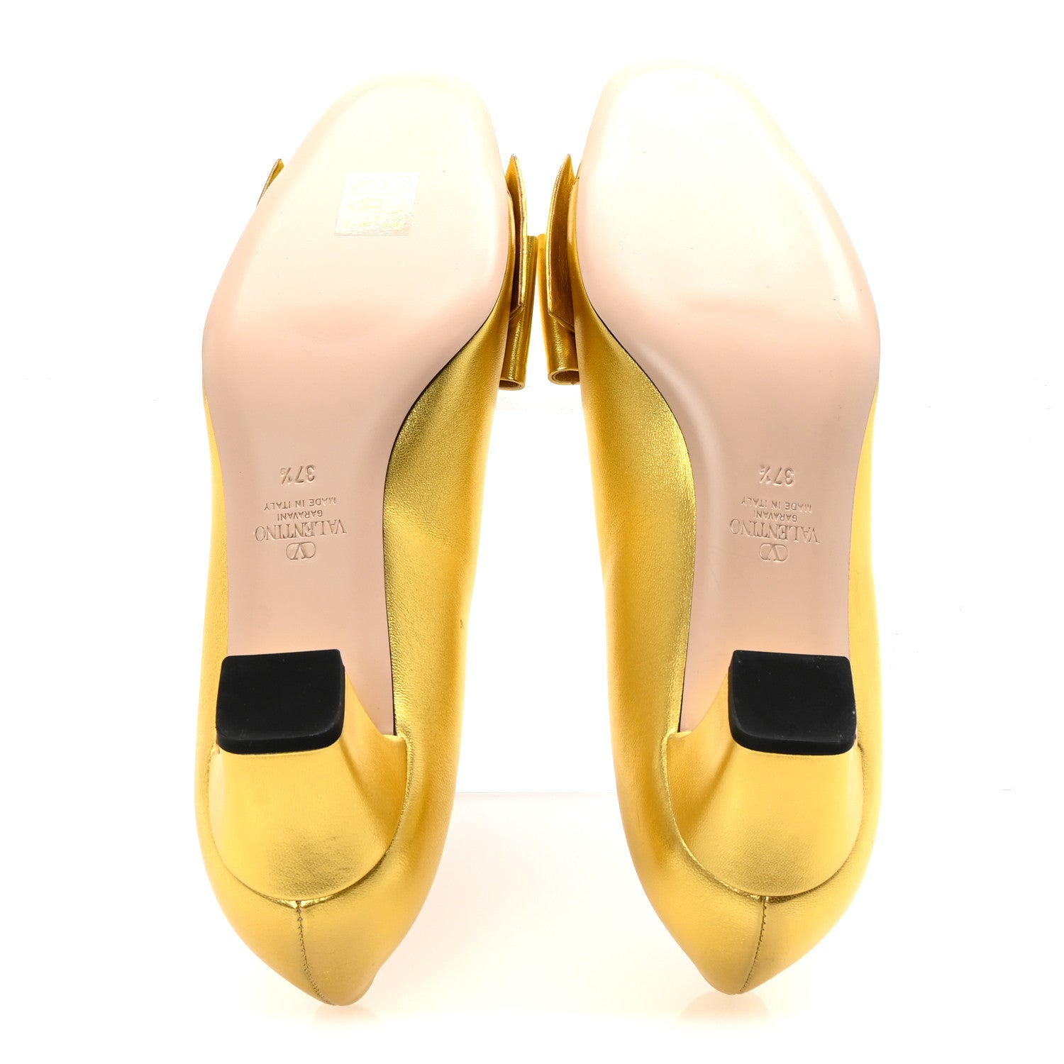 Valentino Garavani Laminated Nappa Bowow 45mm Pumps 37.5 Antique Gold 6 of 10