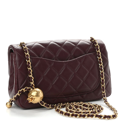 Chanel Lambskin Quilted Mini Rectangular Pearl Crush Flap Burgundy 3 of 9