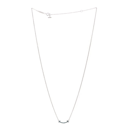Tiffany 18K White Gold Blue Topaz Mini T Smile Pendant Necklace 3 of 5