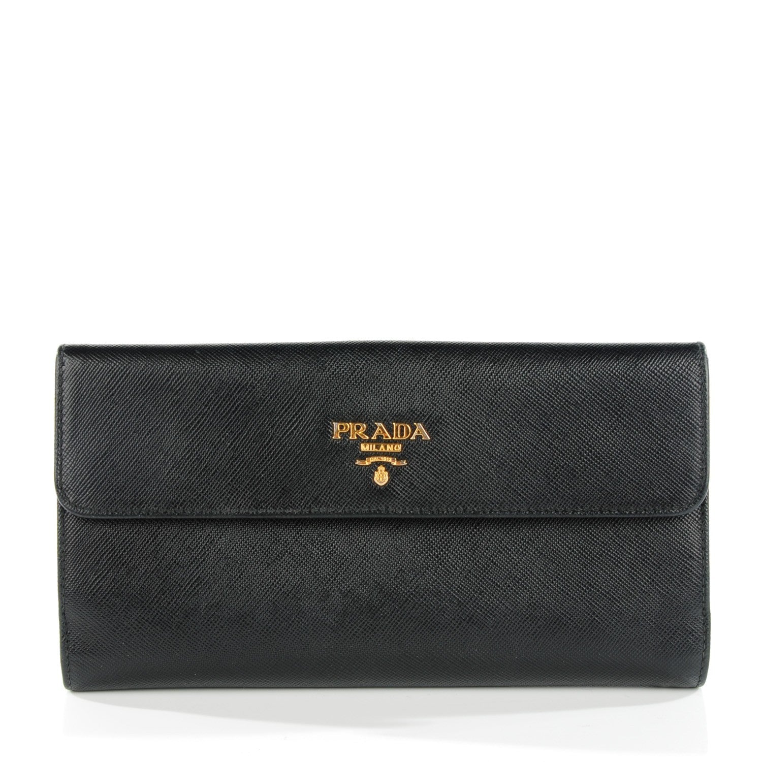 Prada Saffiano Metal Continental Flap Wallet Nero Black 1 of 7