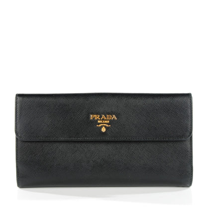 Prada Saffiano Metal Continental Flap Wallet Nero Black 1 of 7