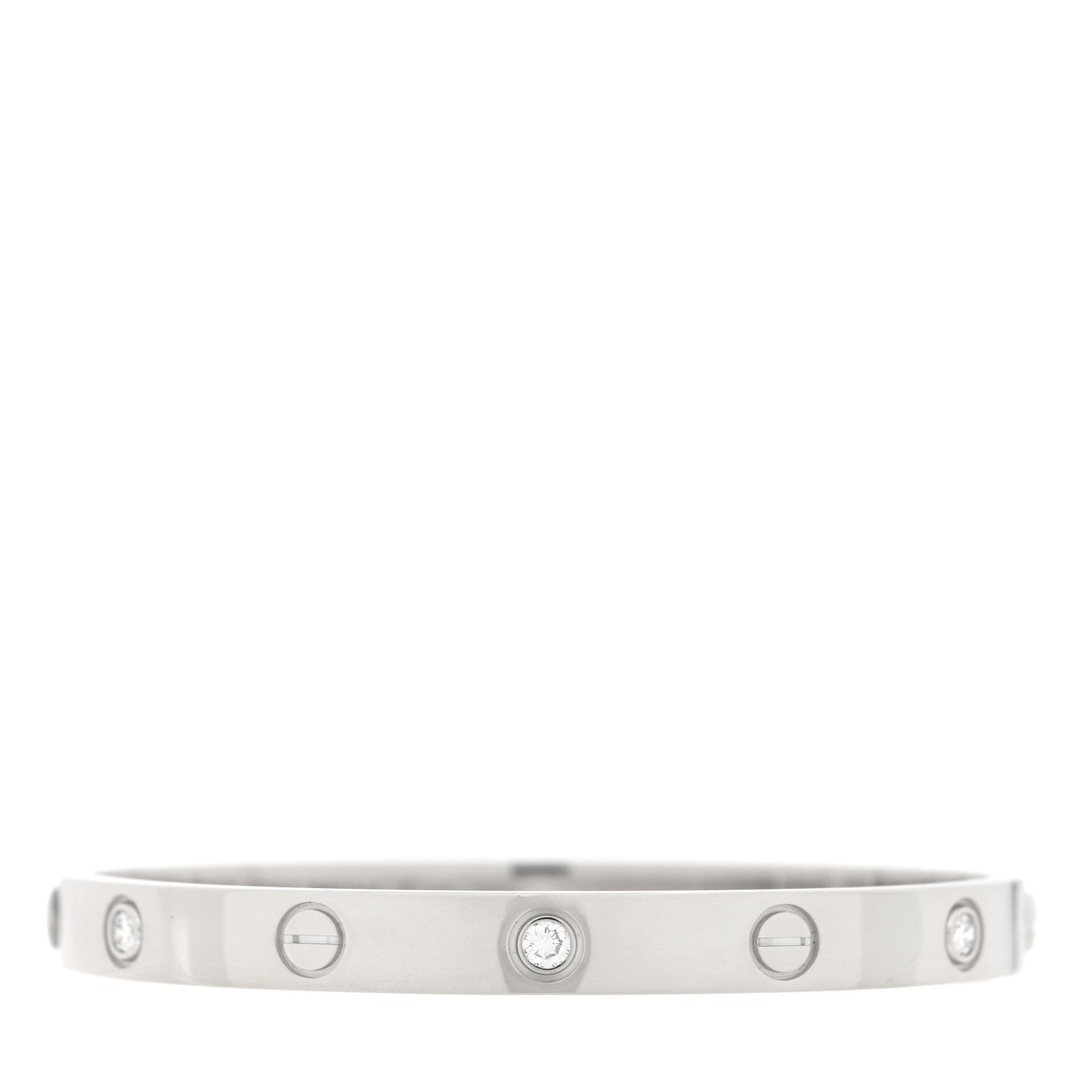 Cartier 18K White Gold 6 Diamond LOVE Bracelet 17 1 of 5