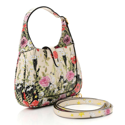 Gucci X YUKO HIGUCHI Shangai Calfskin Floral Print Mini Jackie 1961 Hobo White Multicolor 3 of 9