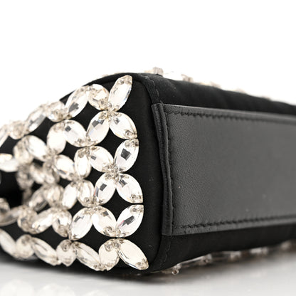 Fendi Satin Crystal Shiny Nappa Embroidered Micro Peekaboo Iconic Satchel Black Crystal 8 of 9
