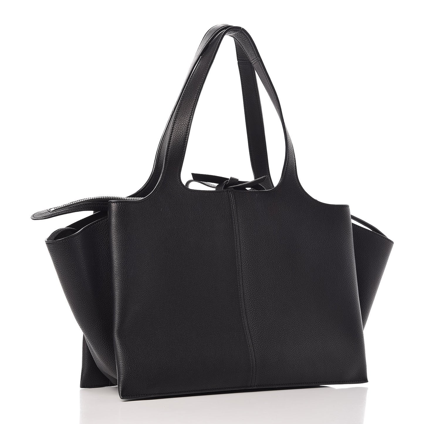 Baby Grained Calfskin Medium Tri-Fold Bag Black