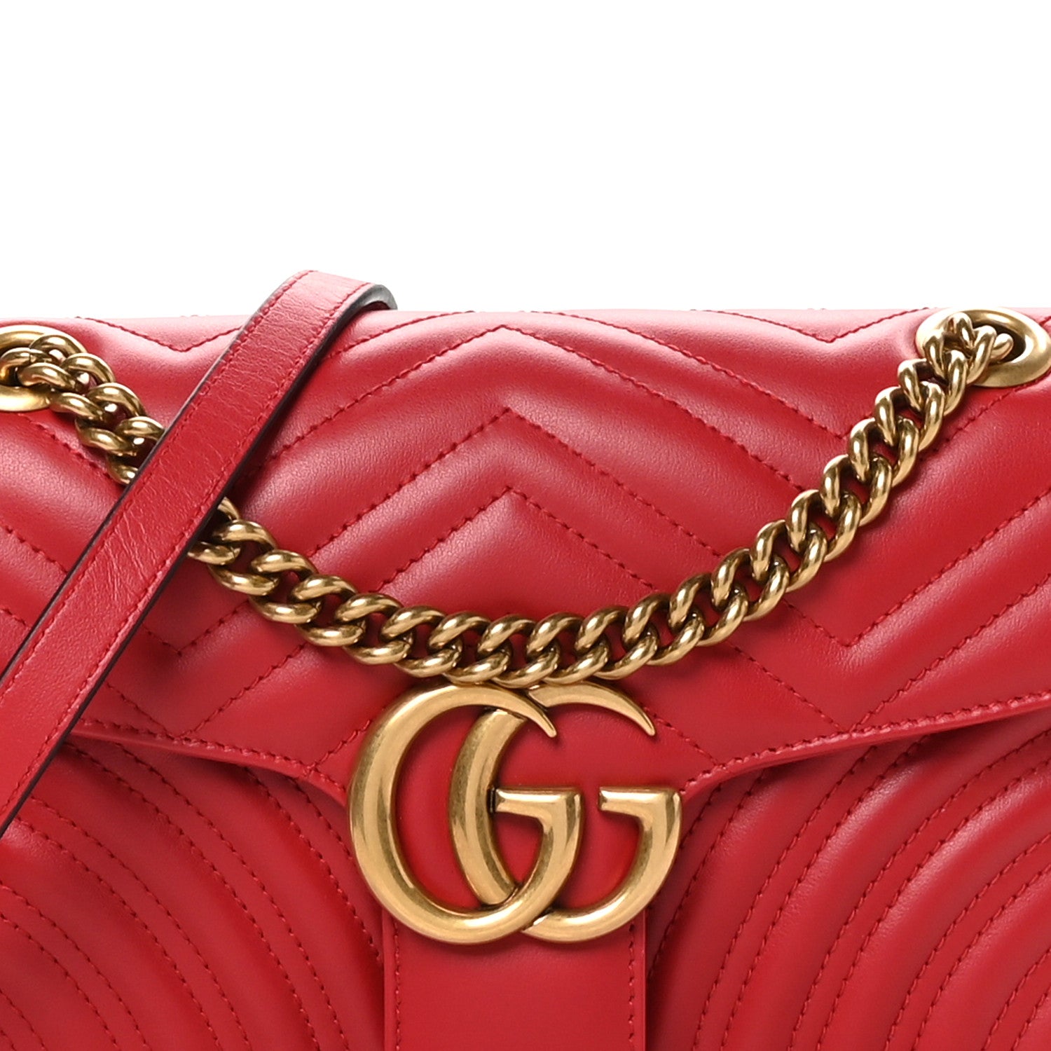 Gucci Calfskin Matelasse Small GG Marmont Shoulder Bag Hibiscus Red 8 of 10