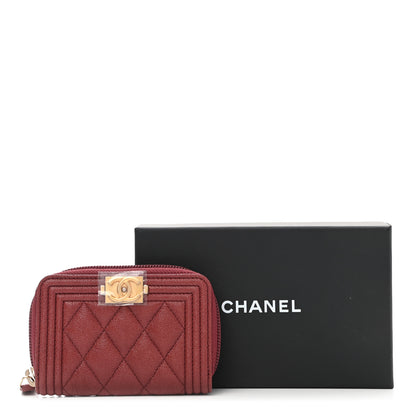 Chanel Caviar Quilted Boy Zip Around Coin Purse Wallet Burgundy 8 of 8