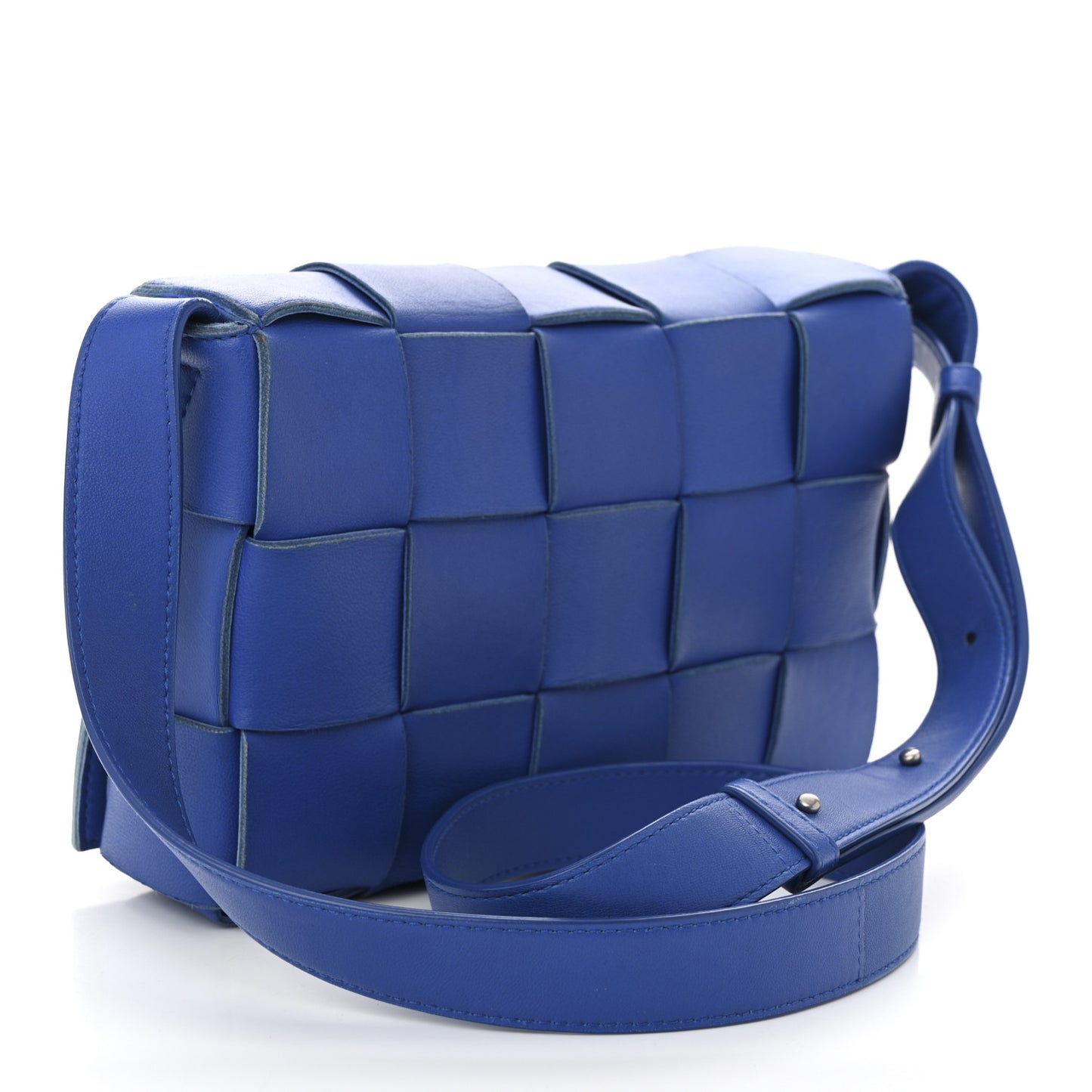 Lambskin Maxi Intrecciato Cassette Crossbody Bag Cobalt