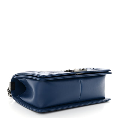 Chanel Wrinkled Lambskin Chevron Quilted Medium Boy Flap Navy 4 of 11