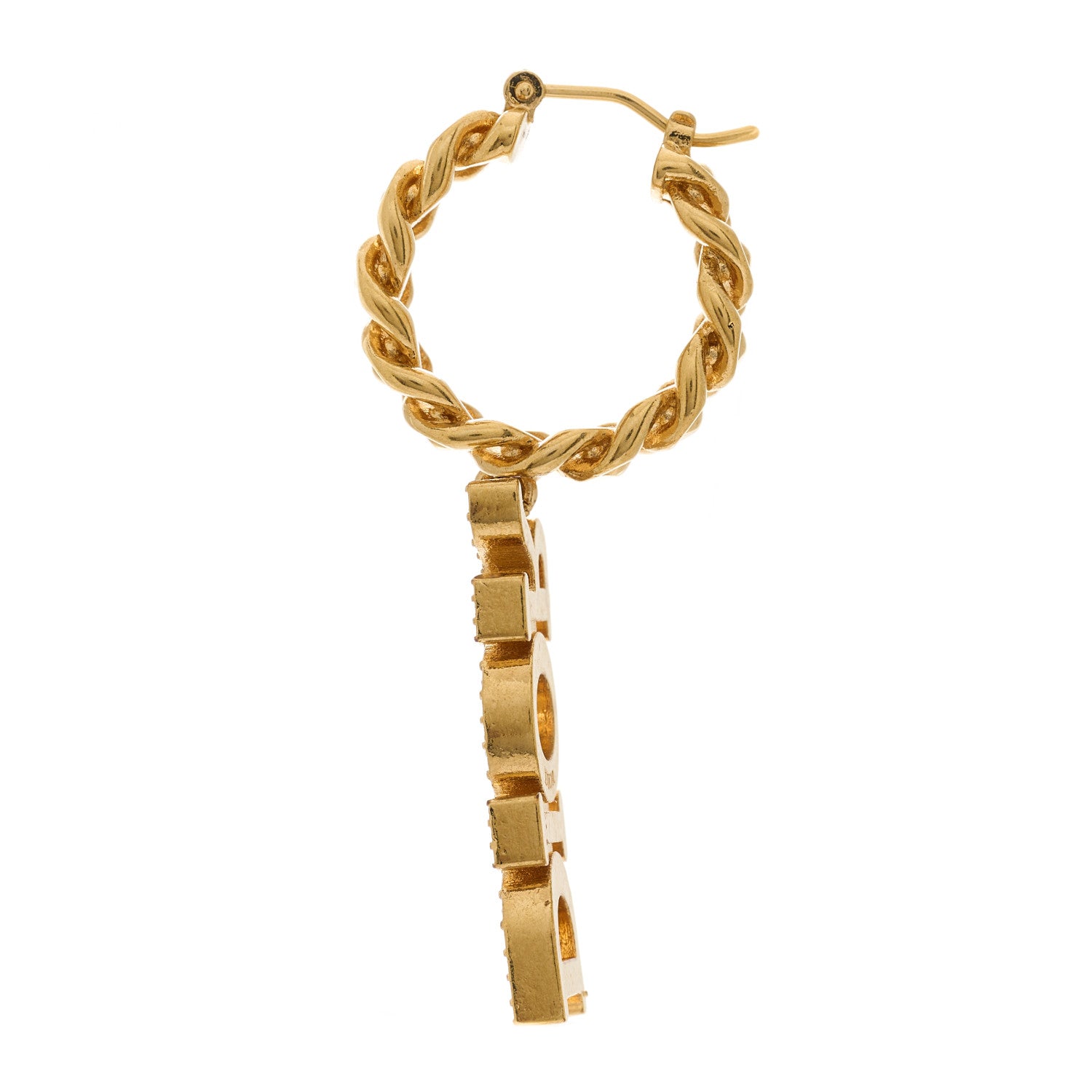 Christian Dior CHRISTIAN DIOR Crystal Dio(r)evolution Logo Hoop Drop Earrings Gold 3 of 5