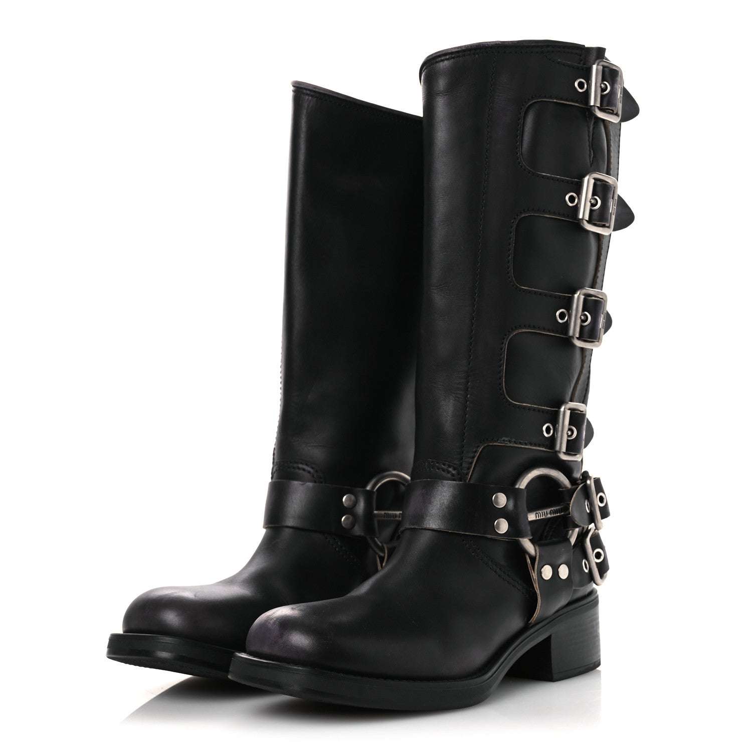 Miu Miu Calfskin Harness Boots 40 Black 4 of 13